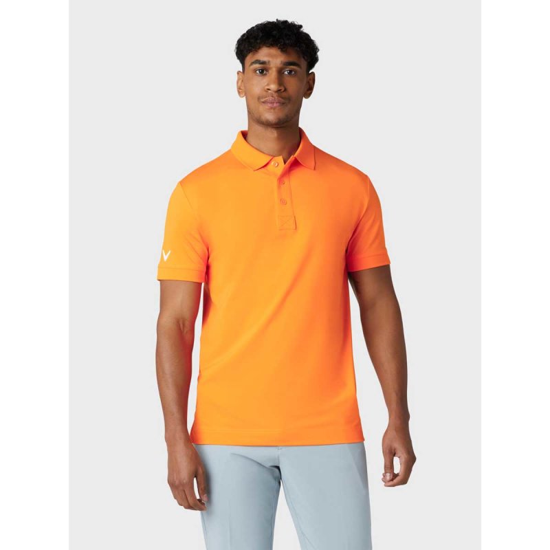 Callaway Golf Solid Ribbed Polo Herren | orange fantasy XL