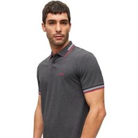 BOSS Paul Curved slim fit Halbarm Polo dunkelgrau melange