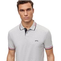 BOSS Paul Curved slim fit Halbarm Polo grau melange