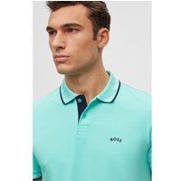 BOSS Paul Curved slim fit Halbarm Polo türkis