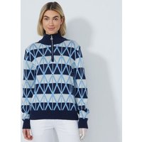 Daily Sports ARGYLE Half Neck Pullover Lining Windstopp Strick navy
