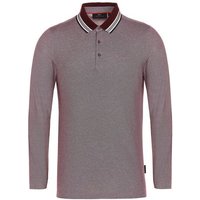 Daniel Springs 2-Tone Pique Thermo Langarm Polo dunkelrot