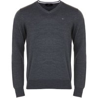 Daniel Springs Basic Strick V Pullover dunkelgrau melange