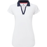 FootJoy Cap Sleeve Print Trim Lisle Halbarm Polo weiß