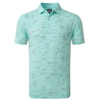 FootJoy Tropic Golf Print Halbarm Polo türkis