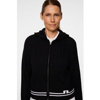 J.Lindeberg Camilla Cable Knit Wool Hood Jacke Strick schwarz