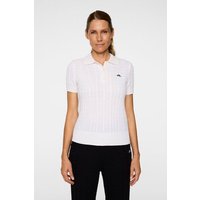 J.Lindeberg Kinsley Cable Knit Wool Shirt Halbarm Polo weiß