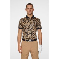 J.Lindeberg Tour Tech Print Tiger Brown M Halbarm Polo braun