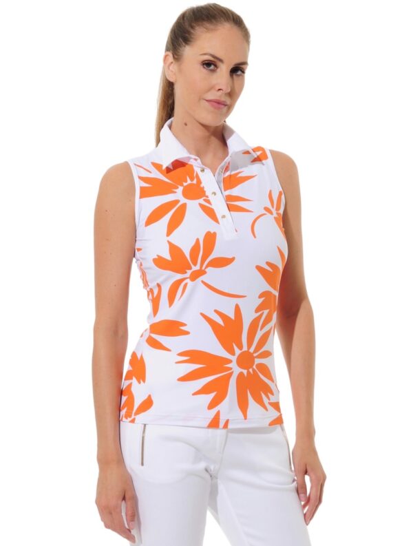 MDC Daisies Print Sleeveless Golf Poloshirt Damen