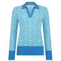 Penguin Lattice Jacquard Sweater Pullover Strick blau