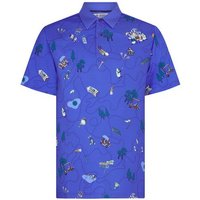 Penguin Petes Game All Over Novelty Print Halbarm Polo blau