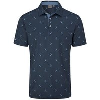 Ping Gold Putter Printed Halbarm Polo navy