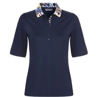 Valiente Floral-Druck-Kragen Halbarm Polo navy