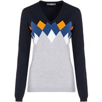 Valiente Rauten-Jaquard Pullover Strick navy