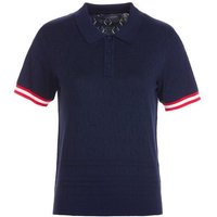 Valiente Strick Jaquard Halbarm Polo navy